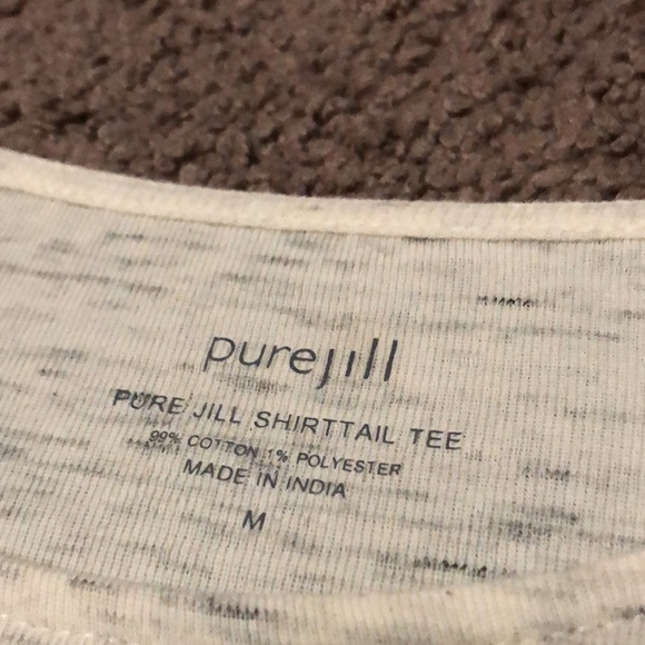 pure jill by j jill-Cotton LongSleeve Tee-Sz M-Beige/Gray - Picture 7 of 13